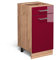 Vicco Küchenunterschrank R-Line, Bordeaux Hochglanz/Goldkraft Eiche, 40 cm, AP Eiche