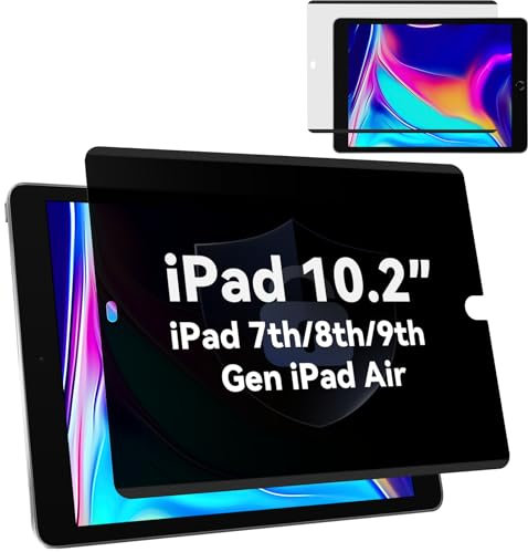Magnetischer 360°-Privatsphären-Displayschutz, kompatibel mit iPad 9. / 8. / 7. Generation 10,2 Zoll (25,7 cm), blendfreier Blaulichtfilter, blasenfreie Abschirmung, Fingerabdruckschutz,