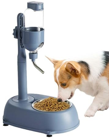 Monozoz Pet Water Dispenser, Drip Water Bottles for Dogs, 500ml Top Fill Dispenser for Long Haired Dogs, Height Adjustable Water Dispenser, Drip Kitten Drinker for Small Dogs