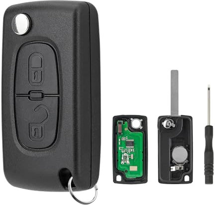 FSK - Mando a distancia de 2 botones para Citreon Berlingo Peugeot Partner 2009 2010 2011 2012 2013 2014 2015 433 MHz CE0536 con llavero destornillador