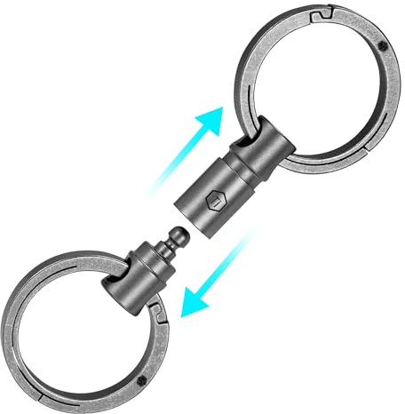 KeyUnity Detachable Key Ring Connector,Double-end 360°Keychain Titanium Rotatable,Key Organizer Linker for Carabiner for car,Home,Accessories(KA38SW)