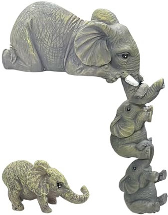 4 Piezas de Adornos de Elefante, estatuas de Resina de Elefante, Adornos de micropaisaje, Decoraciones de diseño Creativo, Adornos de decoración de jardín y hogar