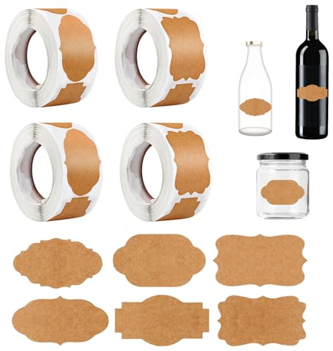 1200 Stück Kraft Etiketten Aufkleber 50x30mm Marmeladen Etiketten