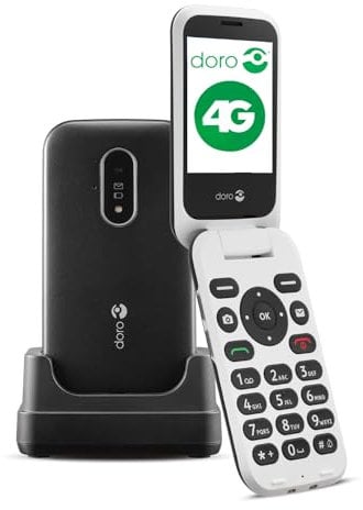 Doro 6820 4G Unlocked Flip Mobile Phone for Seniors with Talking Number Keys, 2MP Camera, Assistance Button (Renewed)