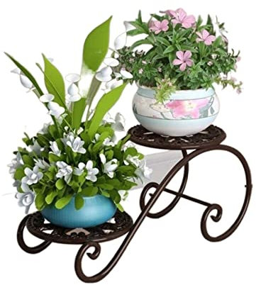 Blumenregal Indoor Blumentreppen Blumenständer Aus Schmiedeeisen, Moderner Blumenständer, Wohnzimmer, Schlafzimmer, Balkon, Dekoration Indoor Pflanzenregal(Black,45 * 22 * 20cm)