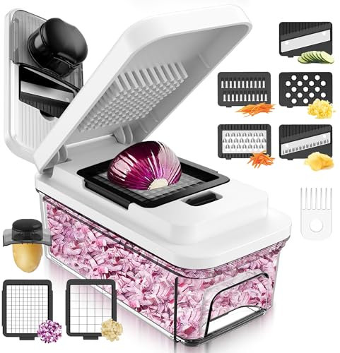 Mandolina de Cocina Profesional – Cortador de Verdura | Rallador y Picadora Manual Multifuncional | Utensilio de Cocina de Acero Inoxidable para Verdura y Patatas