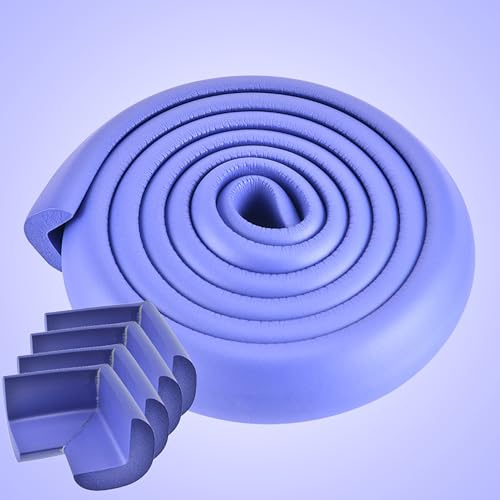 2M Kids Safety Foam Edge Protector with 4 Corner Guards Rubber Bumper Strip Table Edge Cushion Baby Proofing Furniture Guard – Soft Impact Protection (Purple)
