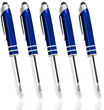 LED Kugelschreiber, 3 in 1 Stylus Pen mit Licht & Touchscreen Spitze, Multifunktionaler Kugelschreiber, Touchscreen Stifte Schwarze Tinte für Business Office Meeting (Blau)