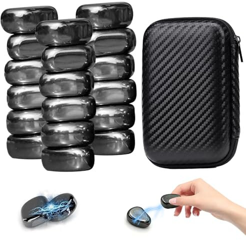 18 PCS Magnetkugeln große Hämatit Magnete, Schwarz Magnetsteine, Irregulär Steine - Stresskiller Magnete für Zuhause Küche Camping Büro Magnetisch Schach Spiel