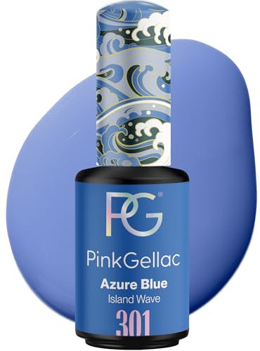 Pink Gellac Gel Nagellack UV - 301 Azure Blue 8 ml - Gelnagellack für UV Lampe - Blau - Einfache Anwendung Nail Polish für 14 Tage Salonqualität - Veganer Gellack Made in Holland