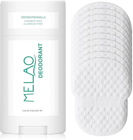Antitranspirant Deo Stick Herren Damen,Native Deodorant mit 10 Stück Achselpads,Deo Ohne Aluminiumfrei,Kokosnuss & Vanille-Duft 72 Stunden Schutz vor Geruch