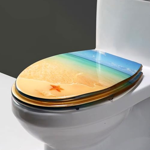 Serenitison Toilettensitz aus Kunstharz,Toilettensitz mit 3D Effekt,transparenter WC Sitz,WC Deckel aus Kunstharz,Leiser Toilettensitz,Geeignet für halbgeschlossene Toiletten,Starke Tragfähigkeit