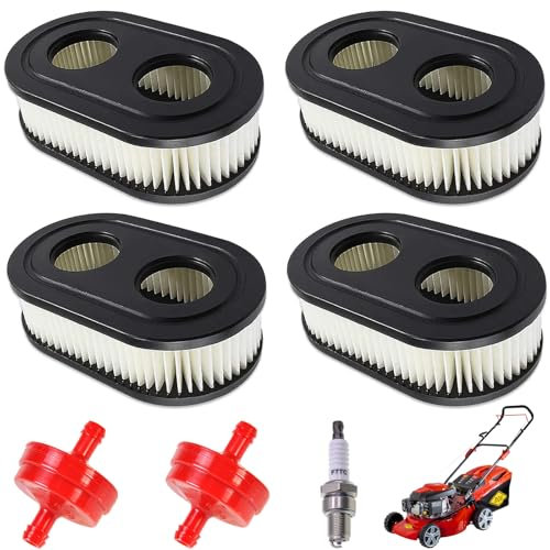 AHEJIOO 4 Stück Luftfilter Rasenmäher Mit 3 Stück Rasenmäher Zubehör, Rasenmäher Luftfilter, Rasenmäher Ersatzteile, Kompatibel Mit Briggs Motoren 798452 593260