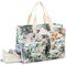 Strandtasche XXL, Groß Strandtasche mit Schuhfach Wasserdicht Sanddicht, Weekender Damen Faltbar Ultraleicht Badetasche mit Reißverschluss für Urlaub Reisen Fitnessstudio Picknick (Weiße Blume)