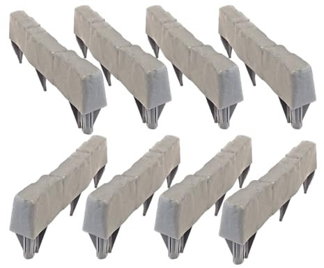 Bordures Paysagères en Pierre Reconstituée - 8X Bordure de Parterre Naturelle | Blocs Décoratifs Résistants aux Intempéries et Durables sans Installation pour Délimiter Pelouse, Allée, Terrasse,