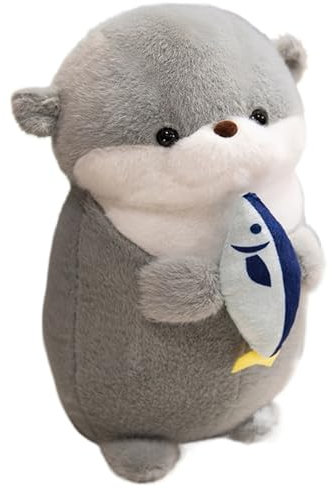 KUKUShining Otter Plüsch, Kuschelig Weiche Stofftier Puppe Mit Fischottern Plüsch Spielzeug Für Kinder Erwachsene Kuscheln Spielen(Gray,40cm/15.7in)