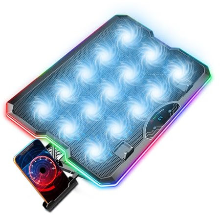 Montesy Gaming Laptop Cooling Pad 15Quiet Light Fan,Adjustable Stand for 12.1-17.3Inch Laptop,USB Port Holder Laptop Coolers Pad