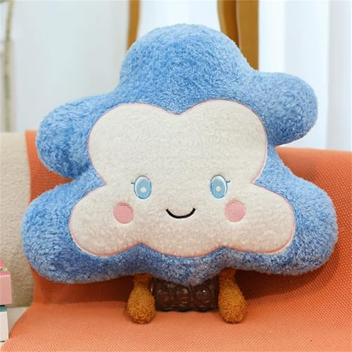 Ueiwffzo Kuschelkissen Kinder Wolkenkissen, Kreative Flauschige Aesthetic Dekokissen, Plüsch Kissen Zierkissen Sofakissen für Schlafzimmer Deko (Blau)
