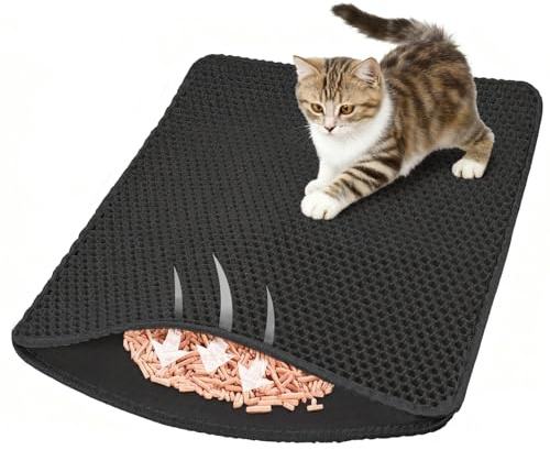 Katzenklo Matte, 60x45 cm EVA Katzenstreu Matte, Groß XXL Wasserdichte Katzenmatte Katzenklo Unterleger Waben Design Katzentoilette Matte Vorleger Katzenmatte Katzenklo, Leicht zu Reinigen