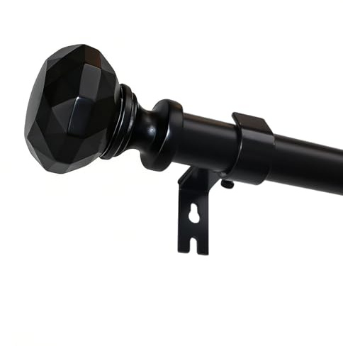 MYGOALII 70-230cm 25mm Diameter Extendable Black Curtain Pole for Eyelet Curtains, Metal Curtain Poles with Multi-Piece Assembly，Including Adjustable Brackets and Sprinkle Oval Finials
