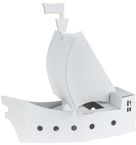 Wiemann Lehrmittel Blanko Piratenschiff, Bastelkarton ca. 47 x 25 x 48 cm groß, zum bemalen, bekleben und dekorieren