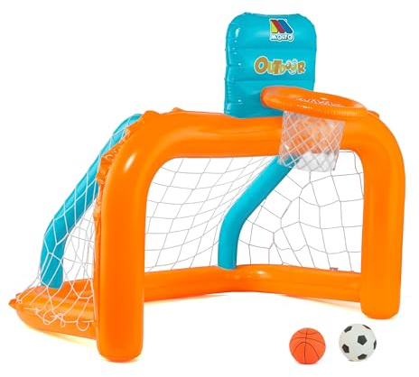 MOLTO - Portería de Piscina de Juguete con Canasta Splash and Score, Portería Hinchable, para Jardín o Piscina, Incluye Hinchador y 2 Pelotas, Juguetes Educativos, + 3 Años