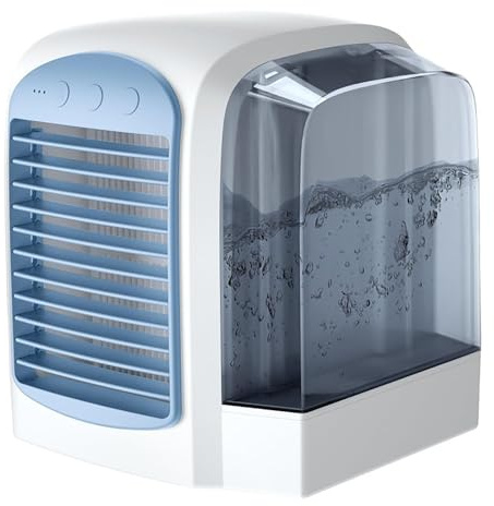 Mini climatiseur portable 3 en 1 avec humidificateur de refroidissement, purificateur silencieux, économe en énergie, ventilateur compact pour chambre à coucher, bureau, voyage
