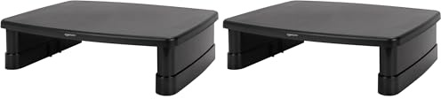 Amazon Basics Elevador de Soporte para Monitor con Altura Ajustable y Organizador de Almacenamiento, Diseño Apilable de 3 Niveles, Plástico ABS Duradero, hasta 10kg, para Monitores y Laptops, Negro