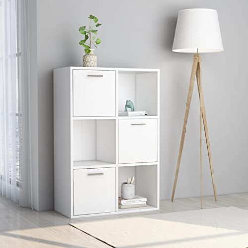 sephironlbb Armoire de rangement blanche en bois 60 x 29,5 x 90 cm avec 6 compartiments, 3 cubes ouverts et 3 portes, espace de rangement pour bureau, salon, chambre d'enfant, peu encombrant et