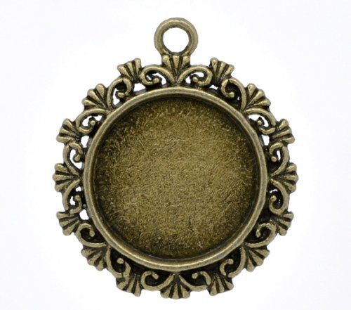 SiAura Material ® - 1x Anhänger Medaillon, Cabochon Fassung D. 20 mm, Bronzefarben