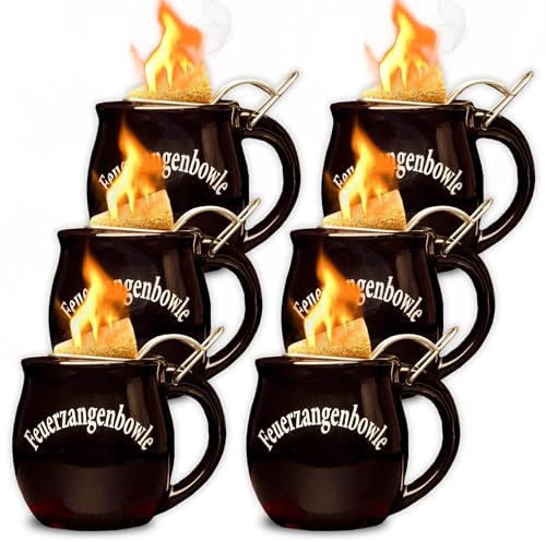 Feuerzangentasse 6er im Karton, Schwarz - für Feuerzangenbowle