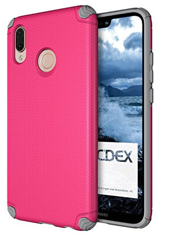 doupi Ultra Armor Custodia per Huawei P20 Lite, Anti Scivolo Design Protzione Posteriore Bumper Cover, Rosa