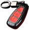 Happyit Coque en Fibre de Carbone ABS + Silicone Clé de Voiture Couverture Cas pour Ford Focus Mondeo Edge Fiesta Kuga Mondeo MK4 Fusion Escort Ecosport Porte-clés (B Fibre de Carbone + Rouge)