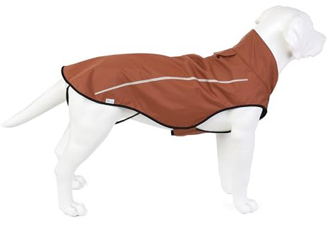 Mile High Life Hunderegenmantel Einstellbare wasserdichte Haustierkleidung Leichte Regenjacke mit reflektierendem Streifen Einfacher Einstiegsverschluss (XS,Braun)