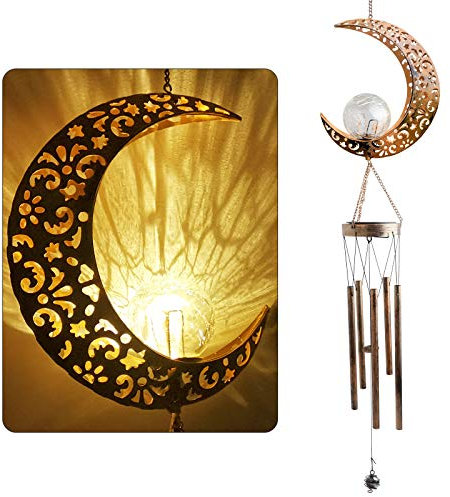 JIAUFU Mondkristallkugel Solargeschenke, Geschenke für Frauen Mutter Oma, Windspiele für Garten deko draußen, Hof, Terrasse und Heimdekoration