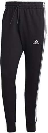 adidas Herren Essentials French Terry Tapered Cuff 3-Stripes Pants, Black / White, XL