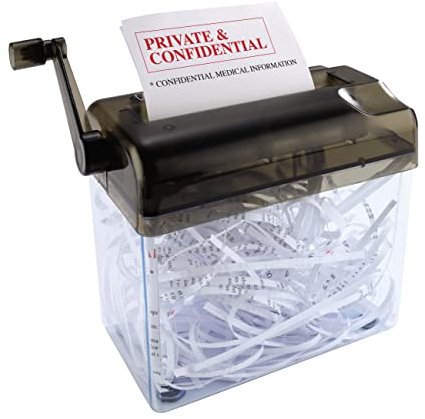 Mini Manual Paper Shredder – Compact Strip Cut Home or Office Shredding Machine for Protecting Documents & Private Data – Measures 15.5 x 18.4 x 10.4cm