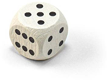 Waldfelsen Einzelne Bunte Holzwürfel Augenwürfel aus Holz in 20 frei konfigurierbar | Spielmaterial Zubehör Würfel 16 mm W6 D6 Standardgröße Knobel Dice 6-seitig (Weiß-schwarz)