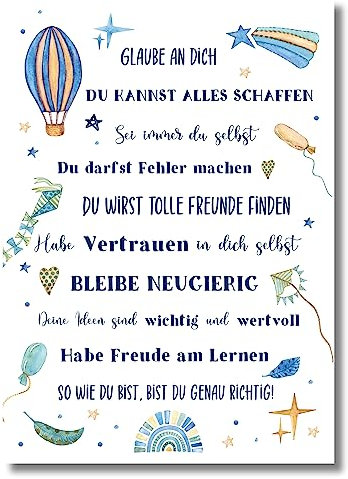 Affirmationsposter Kinder, Positive Affirmationen für Kinder, Kinderposter Selbstliebe, Geschenk Schulanfang Junge Mädchen Einschulung Geschenk Achtsamkeit Kinder Poster A4 A3 (Din A4 Format)