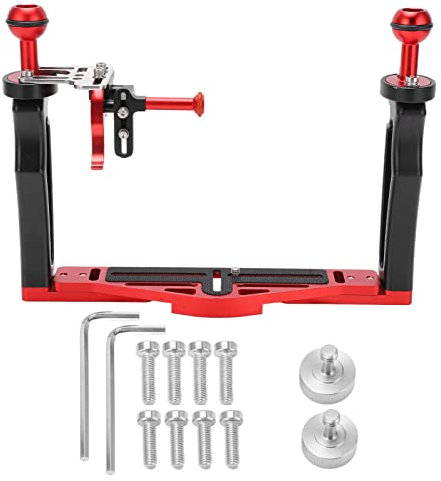 Underwater Camera Housing Tray with Dual Handle Tray Stabilizer Rig and Shutter Trigger for Diving, Dual Handle Stabilizer with Aluminum Alloy Material