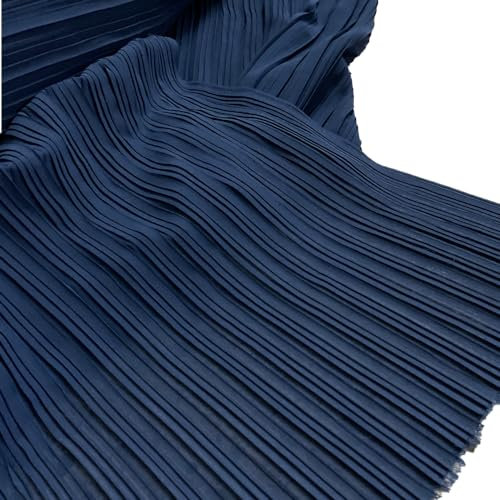 LX178 Rüschen-Organza-Stoff, plissiert, Perle, Chiffon, Faltenstoff für Kleid, Rock, Kostüm, Nähen, Bastelmaterialien, 150 cm breit, Marineblau, gerade 0,5 m