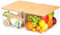 Bienvoun 2 Pack Large Transparent Storage Box with Wood Lid PET Plastic Storage Boxes Stackable Storage Baskets for Shelves Kitchen Bathroom Toy, Organiser Clear