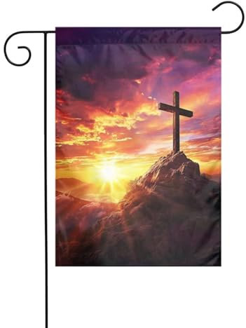 Gartenflagge mit Kreuz Jesus Christus, Sonnenuntergang, 30,5 x 45,7 cm, dekorative Flagge, geeignet für Partys im Freien, Urlaubsdekoration, Ostergeschenk.