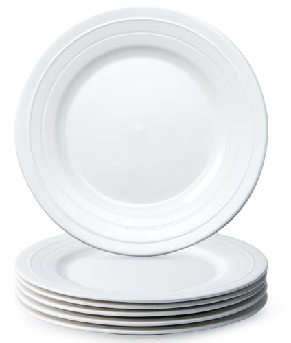 NUTRIUPS 10.7in Essteller, 27.3x2cm Große Speiseteller, Weiß Teller Set für Erwachsene, Keramik Pastateller 6 Stück