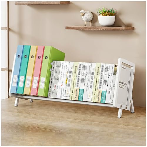 NUODWELL Estantería para niños, organizador de libros con marco de metal, estantería de escritorio para niños, estante de almacenamiento para el hogar, dormitorio, escuela (blanco, 40 cm de largo,