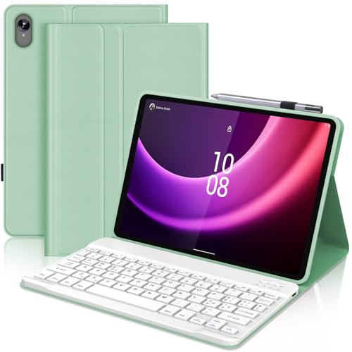 SENGBIRCH Funda con Teclado para Lenovo Tab P11 (2nd Gen) 11.5, Español Ñ Teclado Bluetooth Inalámbrico Extraíble para Tablet Lenovo P11 2nd Gen 11,5 Pulgadas (TB350FU/TB350XU), Verde Claro