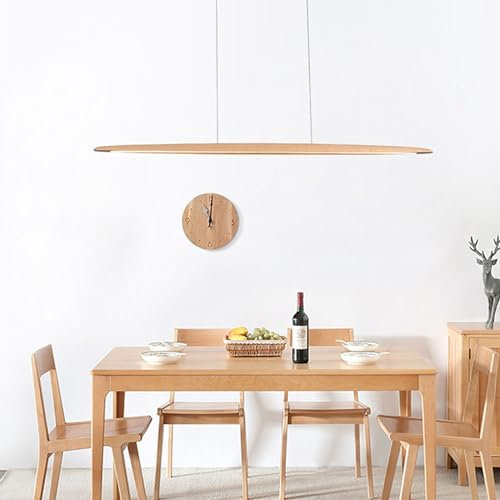 DDYY 100cm Moderne Hängeleuchte holz LED pendelleuchte esstisch dimmbare mit Fernbedienung Hängelampe Holz design höhenverstellbar küchenlampe hängend für esszimmer Küche büro (Nussbaum, L100CM)