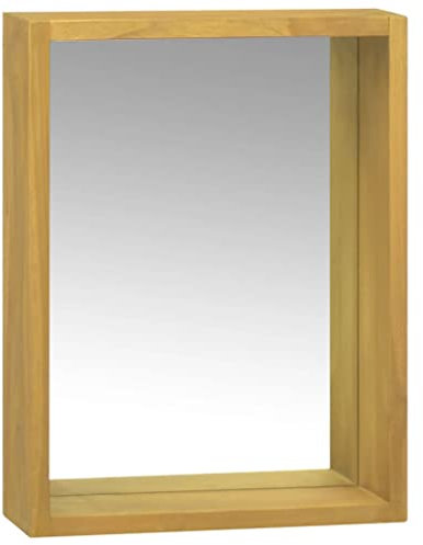 Toshilian Armoire Murale avec Miroir, Meuble de Rangement Salle de Bain Suspendue Armoire de Toilette Armoire à Miroir 30x10x40 cm Bois de Teck Solide