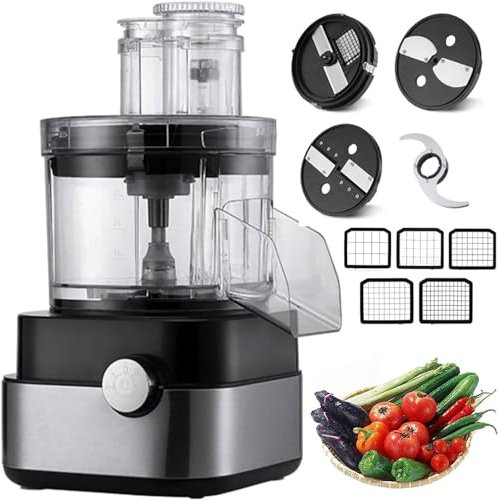 Commercial Food Processor,5L Large Electric Vegetable Dicer Chopper 600W Multifunctional Professional Veggie Shredder Grater Multifunctional Meat Grinder Blender with 5 Stainless Steel Blades,for