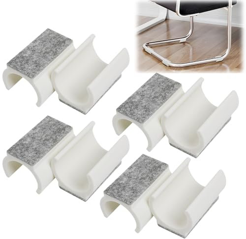 FunWorth 8 Stück Stuhlgleiter Freischwinger mit Filz Set, Universal Möbelgleiter Ø 24-25mm für Schwingestühle für Parkett, Laminat, Fliesen - Kratzschutz & Lärmreduzierung(Weiß, 25MM)